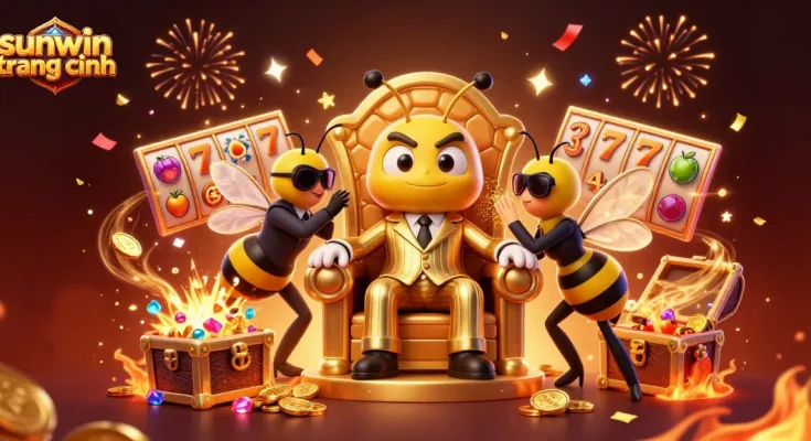Witness action in the vibrant world of sunwin trang chính, featuring a bustling 3D casino atmosphere with slots and game elements.